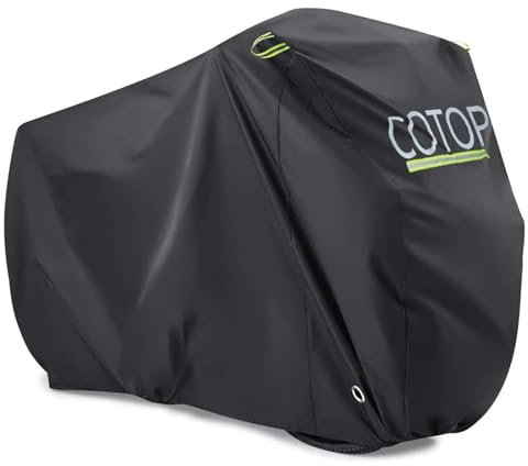 COTOP Funda/Cubierta para Bicicleta Impermeable 210D Oxford - Protección UV, Antipolvo y Lluvia - Ajuste Universal 26-29 (66-74cm) con Bolsa y Correas Antiviento,220L x 95A x 110H cm