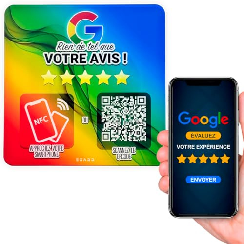 Placa NFC + QR para cosechar comentarios de Google | Herramienta de marketing local | Compatible con todos los smartphones | Fácil instalación | Comerciantes, Independientes, Tiendas