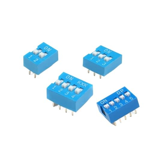 10 piezas de interruptor de palanca azul de 2,54 mm de paso, dial DIP, interruptor de código 1, 2, 3, 4, 5, 6, 8 pines, interruptor rápido(5PIN)