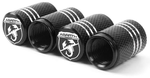 4 Stück Ventilkappen für Abarth FIAT 500 Abarth 595 Abarth 124 Spider, UV beständig Ventil Kappe Staubdicht Rostfreies Robustes Hohe Luftdichtigkeit Ventilabdeckung,Black
