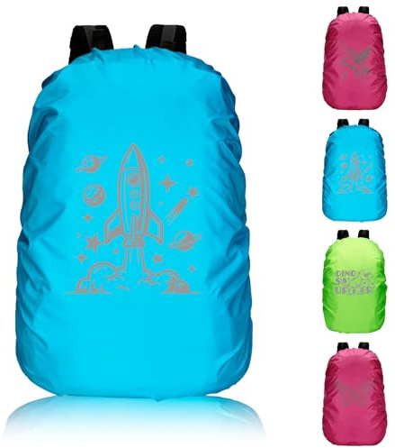 Tantanbear Regenschutz Schulranzen, Pink Step by Step Regenschutz Reflektierend, 35L Regenhülle für Rucksackhülle Schmetterlingsmotiv, Wind- und staubdicht Ranzen Regenschu tz für Junge Mädchen