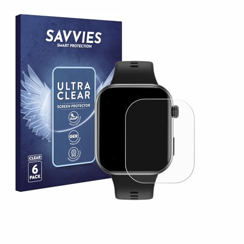 Savvies Schutzfolie für Honor Choice InFoWear Watch 2i | 6 Stück Transparenter Displayschutz Made in Germany Ultra-Klar Displayschutz-Folie