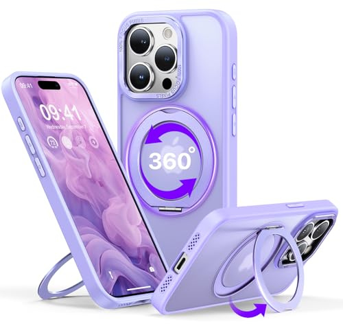 EXW for iPhone 15Pro Max Case,360°Rotatable Ring Stand, Raised Camera Frame,Shockproof Case Compatible with MagSafe,Case for iPhone 15Pro Max(Lilac)
