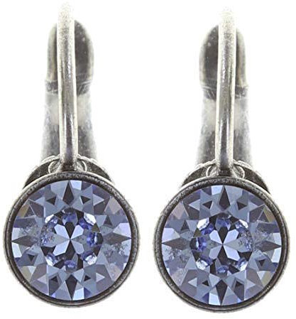 Black Jack Ohrhänger mit Klappverschluss in light sapphire, hellblau Fassung Silber