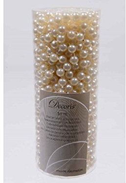 Unbekannt Perlenkette aus Kunststoffperlenkette Creme farbig Perlengirlande Baumschmuck