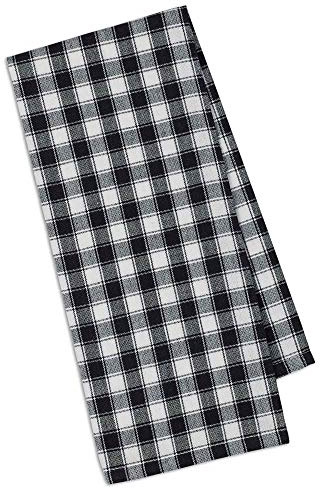DII French Check Kitchen Collection Decorative Oversized Cotton Dishtowels, 18x28, Black/White, 4 Piece
