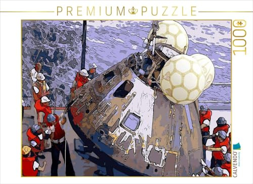 CALVENDO Puzzle Mondlandung im Comic-Stil | 1000 Teile Lege-Größe 64 x 48 cm Foto-Puzzle für glückliche Stunden