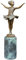 Antike Fundgrube Bronze Figur kleine Ballerina auf Marmorsockel | Tänzerin Mädchen Skulptur | H: 32 cm | (5657)