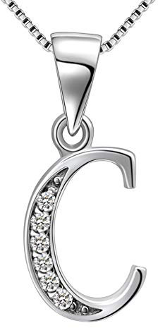 Aurora Tears 925 Sterling Splitter C Brief Halskette Initial C Alphabet Anhänger mit Zirkonia Schmuck Dating Geschenke für Frauen DP0045C