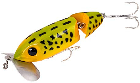 Arbogast Jointed Jitterbug Topwater Bass Fishing Lure, Excellent for Night Fishing, Frog Yellow Belly, 3 1/2, 5/8 oz