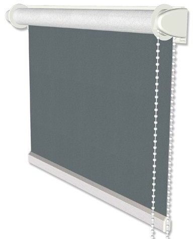 INTERDECO Verdunkelungsrollo mit Seitenzug, Thermo-Rollo, aus Polyester, Klemmfix-Rollo ohne Bohren, Taubenblau Blau-Grau, verdunkelnd mit rückseitiger Silberbeschichtung, Typ 3005, 98,5 x 175 cm