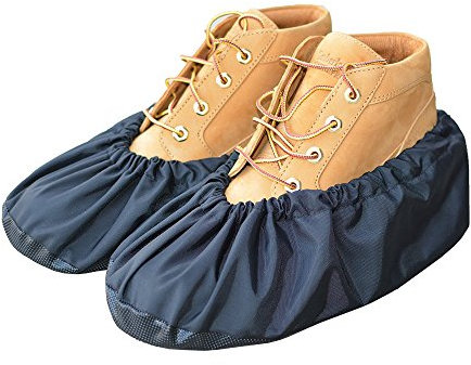 MyShoeCovers Premium Reusable Shoe and Boot Covers for Contractors - 1 Pair, Black, Large