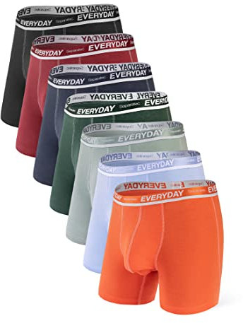 Separatec 7 Pack Multicolour für alltägliche Herren-Boxershorts Atmungsaktive Unterwäsche-Shorts aus weicher Baumwolle mit unterstützender separater Doppeltasche,L,Lang-mehrfarbig