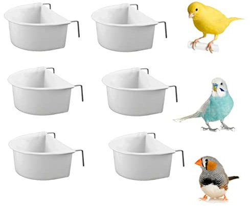 Wundapets - Lot de 6 mangeoires en plastique pour cage d'oiseau - 6,5 cm - En forme de D