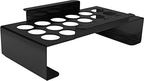 Rustler Gemüse Grillrost aus Karbonstahl in schwarz | Grillhalter für Paprika, Peperoni und Jalapenos | 24 x 16 x 7 cm | Chili Rack mit 18 Löchern