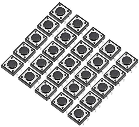 sourcing map 25 Stücke 12x12x4.3mm Platte Mini/Mikro/Klein PCB Druckknopf Schalter DIP DE de