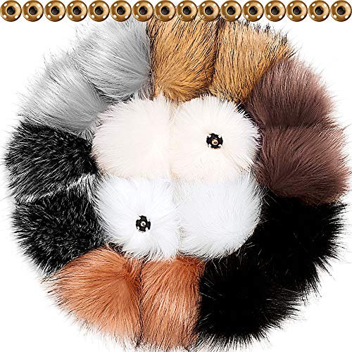 DIY Kunstpelz Pom Poms Ball mit Druckknopf Abnehmbarer Flauschiger Pompon für Strickmützen Schuhe Schals Tasche Zubehör (Bliebte Mischfarben, 16)