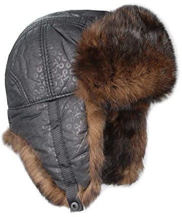 OBC Herren Kaninchen MÜTZE Fellmütze Uschanka Fliegermütze Pelzmütze Trappermütze Wintermütze Bombermütze Polarmütze Echt Fell