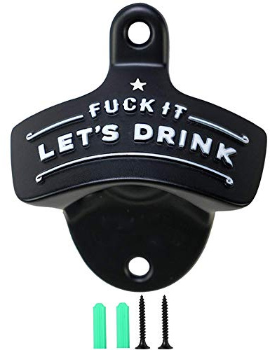 Bottle Opener Wall Mounted, Christmas Funny Wall Mount Bottle Opener for Men Dad Beer Lovers,Novelty Birthday Fathers Day with Mounting Screws Wall Anchors（1 Pack)