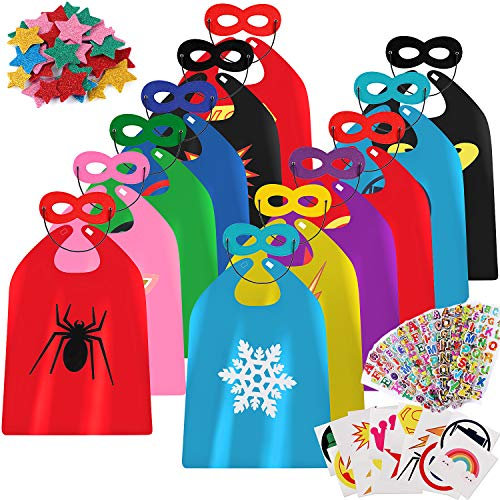 vamei Superhelden Kostüm Kinder Superhelden Umhang mit Masken DIY Umhang Helden Rollenspiel Geburtstag Gastgeschenk Superhelden Cape Helden Party Halloween Fasching Karneval Kostüm für Jungen Mädchen