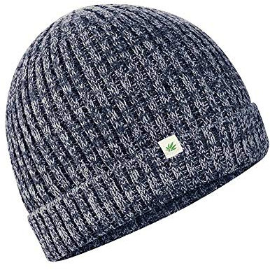 HempAge Hanf Strickmütze (One Size, Navy-Grey)