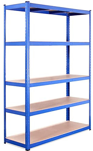Scaffalature PER Garage - 180 x 120 x 40cm - Scaffali di Stoccaggio - 5 Scaffalature - Blu - 5 Ripiani - 875KG di Capacità (175KG Per Ripiano) - 5 Anni di Garanzia