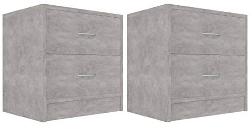 vidaXL Engineered Wood Bedside Cabinets with 2 Drawers - Set of 2, Concrete Grey Nightstands for Bedroom or Living Room