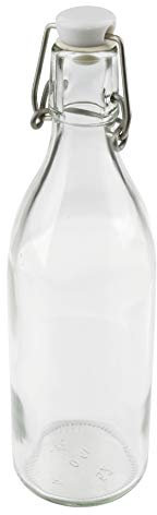 Dr. Oetker Glasflasche mit Bügelverschluss 500 ml, hochwertiges Bügelflasche, luftdichte Saftflasche, Flasche zum Selbstbefüllen, Bügelverschlussflasche (Farbe: Transparent/Weiß)