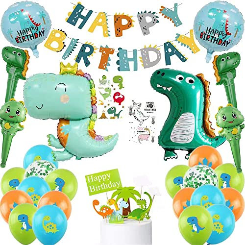 46PCS Folien Dinosaurier Luftballons,Dinosaurier folienballon, Dino Luftballons Party,Luftballons Dinosaurier,Dinosaurier mit Konfetti Luftballons,Deko Dinosaurier,dino folienballon,dino luftballon(B)