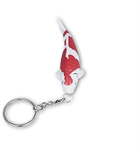 Koi Company Schlüsselanhänger • Detailgetreuer Anhänger Koi Kohaku • Schlüsselanhänger Fisch (LxBxH) 6cmx2,5cmx2,5cm