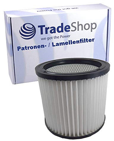 Trade-Shop Rund-Filter Lamellenfilter Patrone Ersatz für Aqua Vac Hobby 36, Aqua Vac Max 7, Aqua Vac Plus 1000, Aqua Vac Synchro 22, Shop Vac Super 760, Shop Vac Euromac V 10, FAM Goblin Euromac V10
