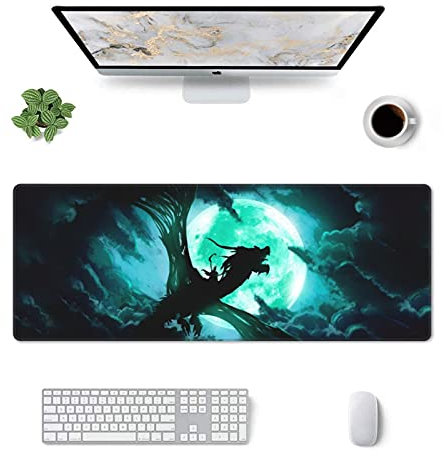 Grand tapis de souris de jeu Dragon avec bords cousus et base en caoutchouc antidérapant, 80 x 30 cm