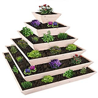 empasa Hochbeet Pyramide 'Cleo' Pflanzenpyramide Kräuterpyramide Frühbeet Kräuterbeet aus Holz, 115 x 90 x 115 cm