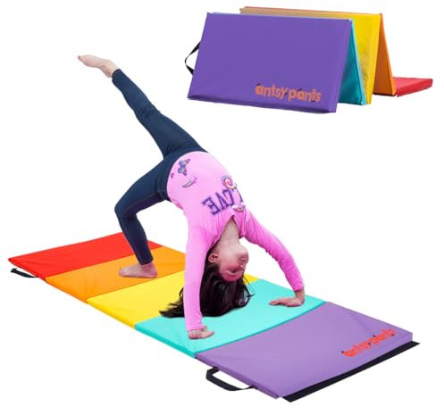Flybar Gymnastics Mat – Easy to Clean, Sturdy, Foldable Tumbling Mat for Kids, Padded, Lightweight, Portable, Carrying Handle