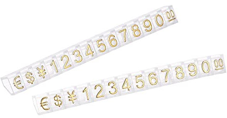 sourcing map 10 Satz Verstellbar Abnehmbar Mini Würfel Preisschild Display Nummer Buchstabe Preisschild Ständer Kit für Ladentheke Goldton Klar 6.3x9mm
