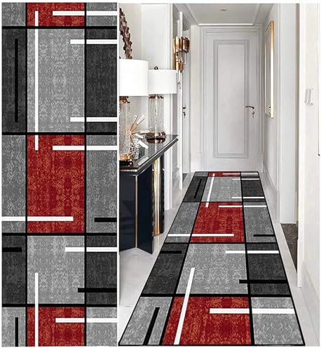 DTUQYX Läufer Lang Flur rutschfest Teppich Küche 60 x 500CM, Polyester Waschbar und Dauerhaft, Schlafzimmer Muster Carpet, für Wohnzimmer Büro Esszimmer, Anpassbar Teppichläufer Meterware