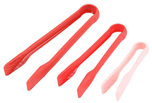 Pinzas para Servir, 3 Pinzas para Pan de PláStico Multifuncionales de 9.84 Pulgadas, Pinzas Antiadherentes para Alimentos, Herramienta de Cocina para Hornear para Carne de Pan Helado(Rojo)