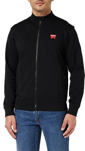 Wrangler Men's Funnel Neck Zip Sweatshirt, Real Black, XL