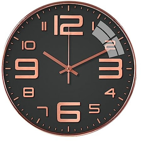 Czemo Wanduhr Groß 12 Zoll, Wanduhr Ohne Tickgeräusche Modern Wanduhr Quarz Wanduhr Lautlos Kinder, Arabisch Ziffer, Wohnzimmer küchenuhren wanduhr Kinderzimmer Schlaf Büro,03