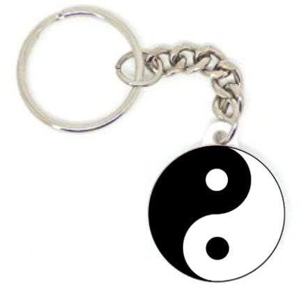 Porte clé badge emoji YING YANG ZEN smiley idée cadeaux 37 mm personnalisation