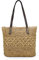 BOSANOVA Schultertasche im Shopper-Stil aus Sparto-Material mit farblich abgesetzter Bordüre und Tragegriffen. Mit Reißverschluss., Rostbraun, Einheitsgröße