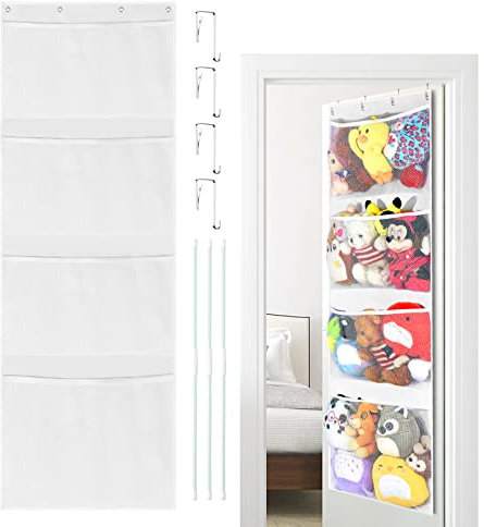 Over Door Storage Teddy Hammock Toy Storage Net Soft Toy Hammock For Stuffed Animals Door Hanging Storage Organiser Stuffed Animal Storage Over The Door Organiser For Bedroom Bathroom Nursery Kid Room