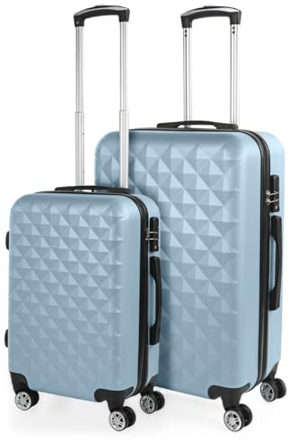 ITACA - Valises. Lot de Valise Rigides 4 roulettes - Valise Grande Taille, Valise soute Avion, Bagages pour Voyages.Ensemble Valise Voyage. Verrouillage à Combinaison, Bleu Clair