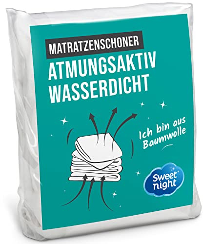SWEET NIGHT - Matratzenschoner 90x200 cm | Baumwoll | Wasserdichte und saugfähig Matratzenauflage | Leise und atmungsaktiv