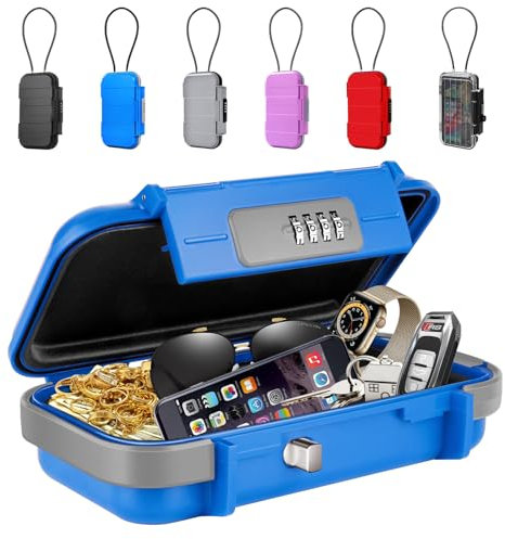 BKNOOU Portable Safe with Removable Chain, Anti-Theft Beach Safe Box, Waterproof Combination Lock Box for Travel, Dorm, Beach, Hotel, Car, Home, Office
