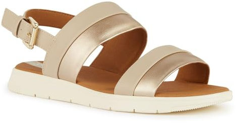 Geox Women's D Dandra a Slide Sandal, Beige Lt Gold, 39 EU