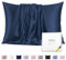Texbee Seidenkissenbezug 40x80cm für Haar und Haut 1PC Beide Seiten Natürliche Kissenbezug Seide mit verstecktem Reißverschluss Weiche Atmungsaktive Glatte Standardgröße-Marineblau