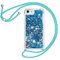 HomiTunky Handykette für iPhone 7/8/SE 2020 Hülle mit Band,Silikon Durchsichtig Transparent Flüssig Glitzer mit Kette Kordel Bumper Treibsand Necklace TPU Schutzhülle iPhone 7/8/SE 2020 Case,Blau