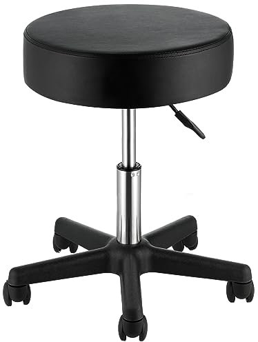 VEVOR Sattelhocker Sattelstuhl 500 x 500 x 460 mm, Sattelsitz 181 kg Tragfähigkeit Sattel Rollhocker Höhenverstellbar 460–605 mm, Bürostuhl Geeignet für Sattelsitz Zahnarztpraxen, Salons, Labore