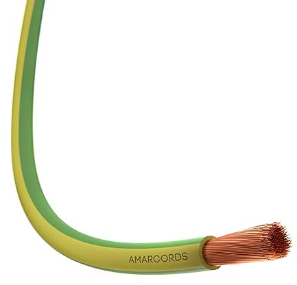 Amarcords - Cavo elettrico sezione 1x4mm colore GIALLO-VERDE. Cordina Unipolare FS17, 50 metri